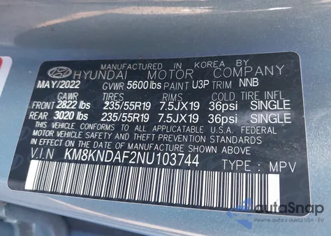 2022 Hyundai Ioniq 5 Sel z USA, uszkodzony, nr VIN KM8KNDAF2NU103744